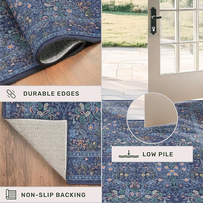Vintage Dark Blue 3x5 Area Rugs - Image 4