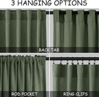 Olive Green Linen Curtains 84 Inches Long for Living Room Back Tab Light Filtering Privacy Semi Sheer Curtains Modern Farmhouse Decor Olive Green Curtain for Bedroom 2 Panels 52x84
