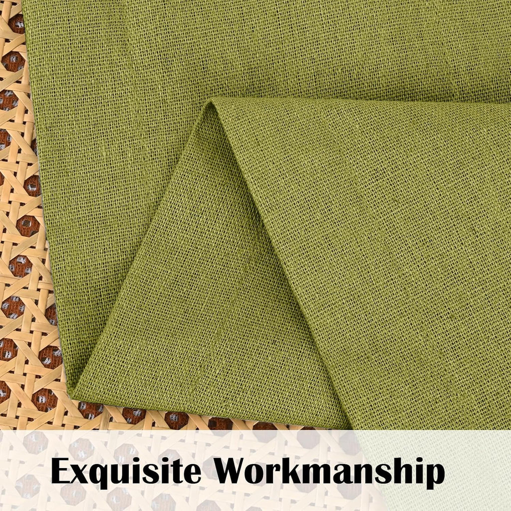 FRAMICS Farmhouse Valance Curtains, Boho Cotton Linen Kitchen Valance, Fresh Green Rustic Button Window Valances for Kitchen Bathroom, Rod Pocket Valances for Windows, Fresh Green, 52 x 18 Inch