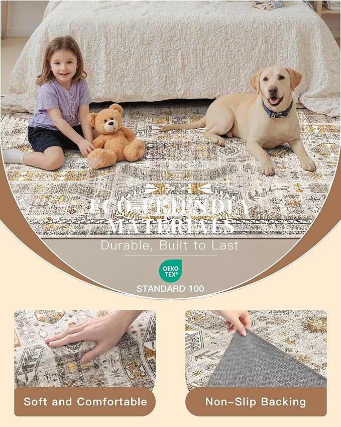 Madane Hallway Runner Rug 2'6''x10' Kitchen Runner, Non Slip Vintage Runners - Image 5