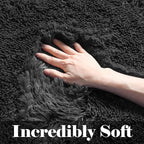 ONASAR Black Runner Rugs for Bedroom Living Room, 2x6 Bedside Fluffy Area Rug - Image 3