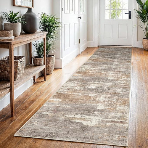 2'6''x12' Washable Kitchen Runner Rug: Modern Abstract Runners - Image 2