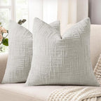 decorUhome Light Grey Chenille Throw Pillow Covers 18x18 Set of 2 Textured Soft by decorUhome