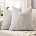 decorUhome Light Grey Chenille Euro Sham Throw Pillow Covers 22x22 Set of 2 by decorUhome