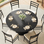 ComfyCorner 47" Round Dining Table, Circle Fluted Kitchen Table Only Black