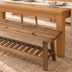 PERFNIQUE 43" Solid Wood Entryway Bench, Farmhouse Bench with Storage