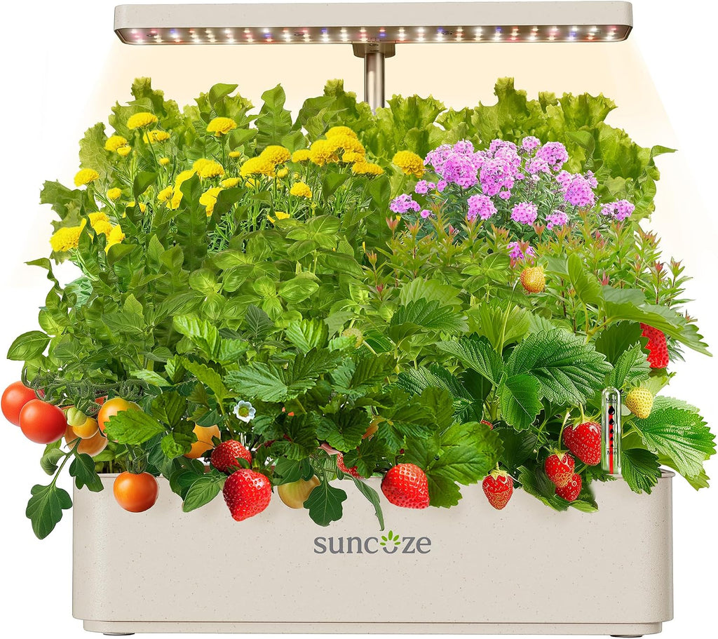 SUNCOZE Hydroponics Growing System, Compact 12 Pods Indoor Garden, Beige