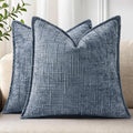 decorUhome Chenille Throw Pillow Covers 20x20 Set of 2, Blue Grey