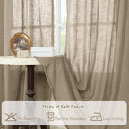 LAMIT Semi Sheer Linen Curtains 45 Inches Long, Light Filtering Panels Back Tab - Image 8