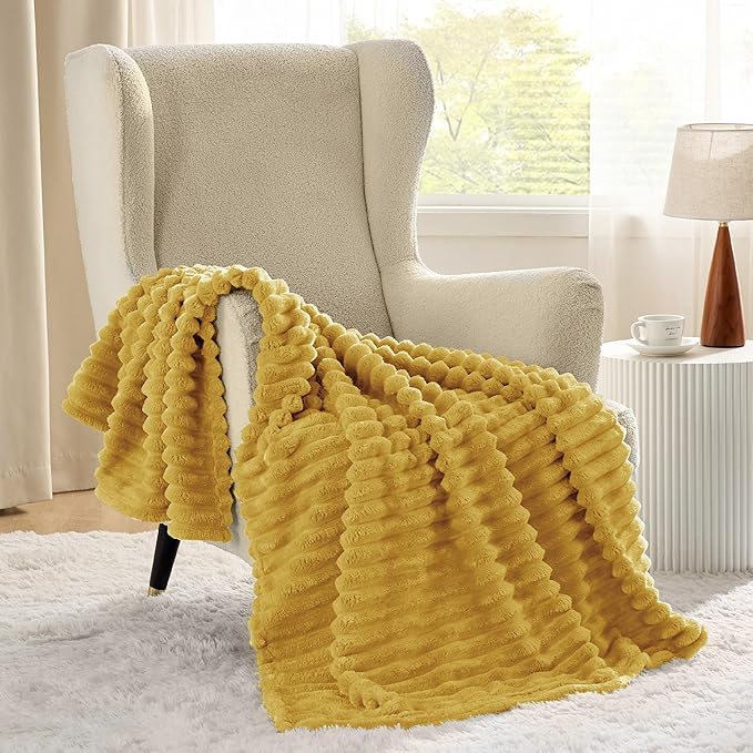 Bedsure GentleSoft Yellow Throw Blanket - Image 2