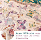 MSGKV Boho Throw Blanket for Bed Cotton Butterfly Twin Size Couch Blanket - Image 4