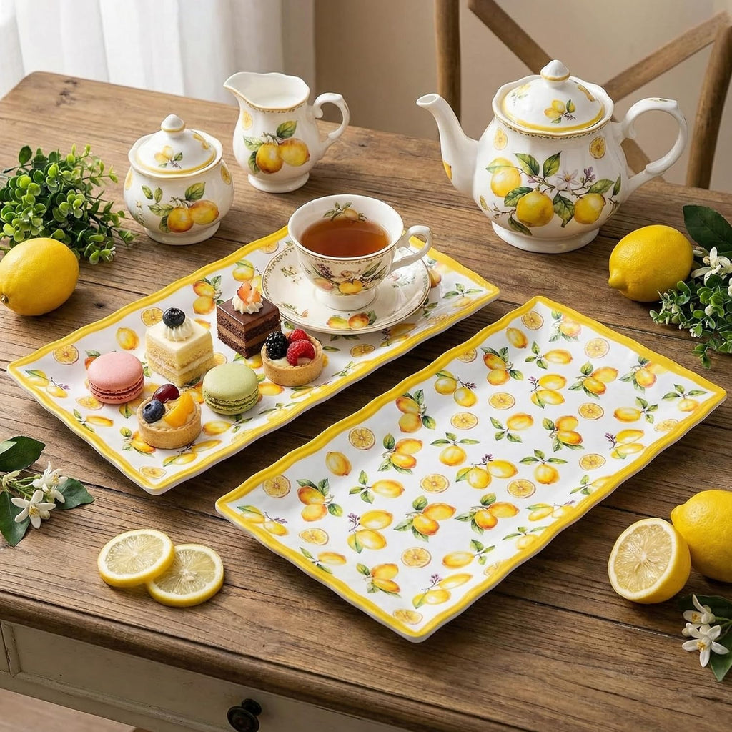 Melamine Serving Platters 14.5 in Serving Trays for Party Lemon