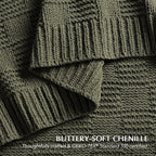 EVERGRACEHOME Modern Checkered Chenille Throw Blanket, Soft Cozy Plaid Knitted - Image 3