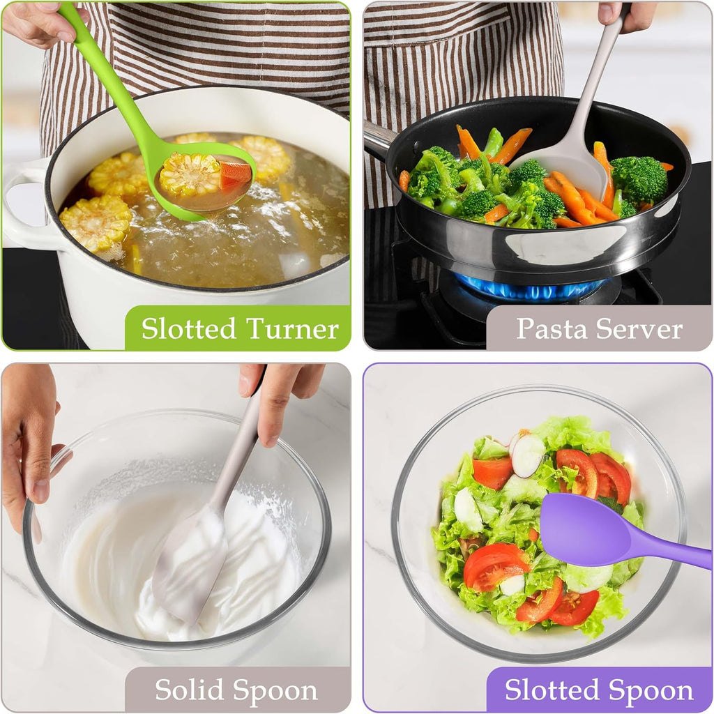 LIANYU Colorful Kitchen Cooking Utensils Set, 8Pcs Silicone Utensils Set