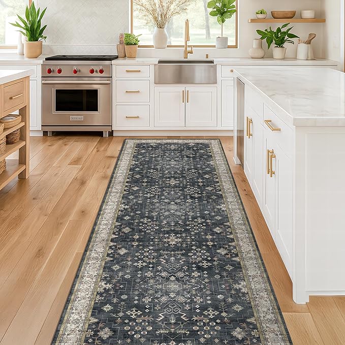 Hazo Haus Black Boho Washable 3x20 Extra Long Runner Rug - Image 3