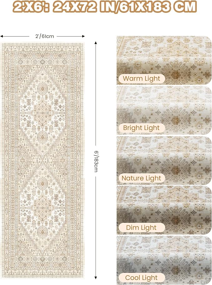 Runner Rug 2x6, Ultra-Thin Entryway Rug Non Slip Washable Rugs - Image 2