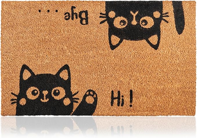 Hi-Bye Cat - 24"x36" - Coir Door Mat - Welcome Mats by AmaruDoorMats