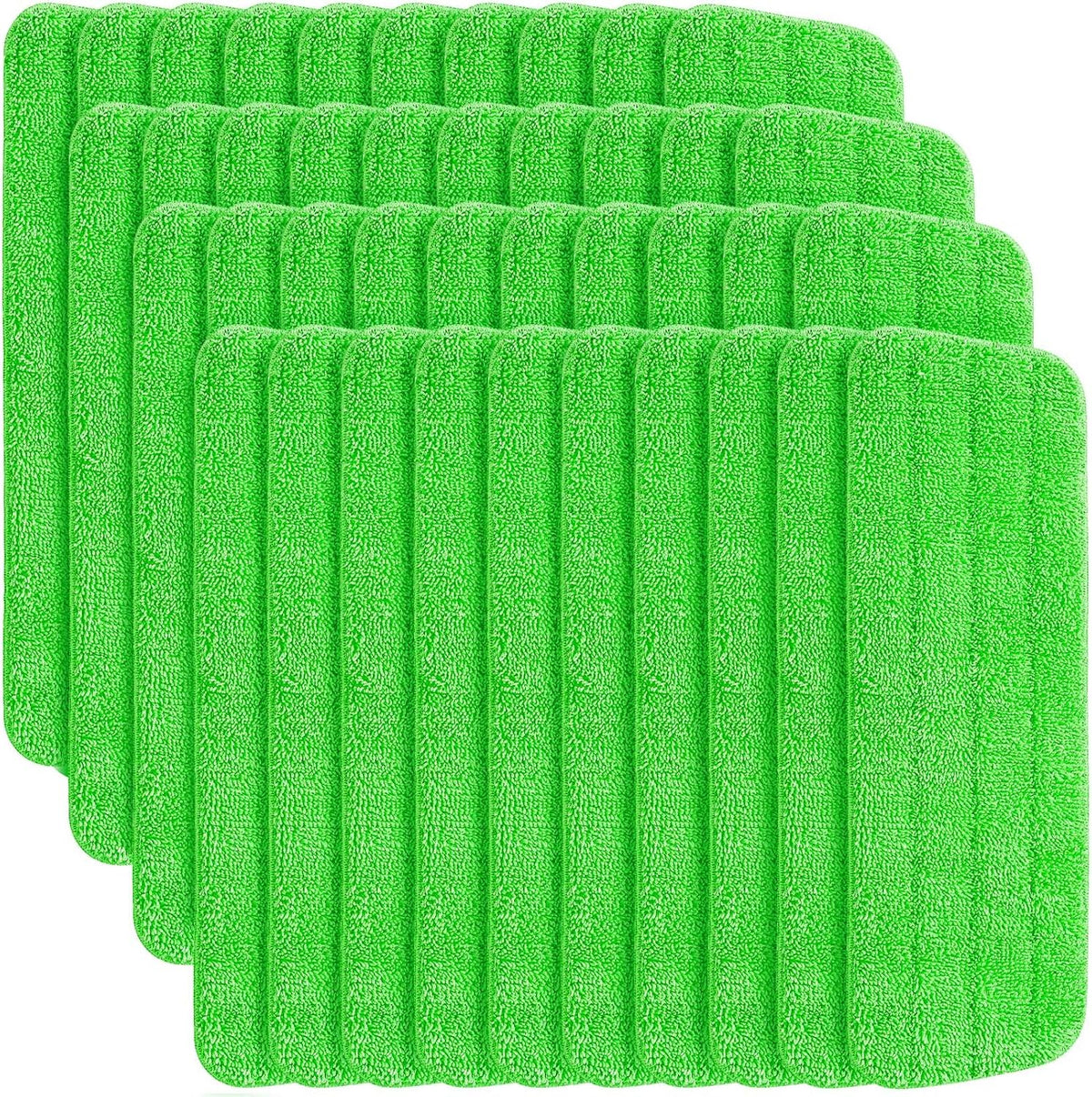 40 Pack Microfiber Cleaning Pads Machine Washable Replacement Head for Wet/Dry Mops Flat Reusable Household Replacement Mop Pad for Hardwood Floor Cleaning Scrubbing Fit Most Mops (Green)