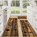 Non Slip Kitchen Mats for Floor Washable Kitchen Rugs Sets of 3, Brown