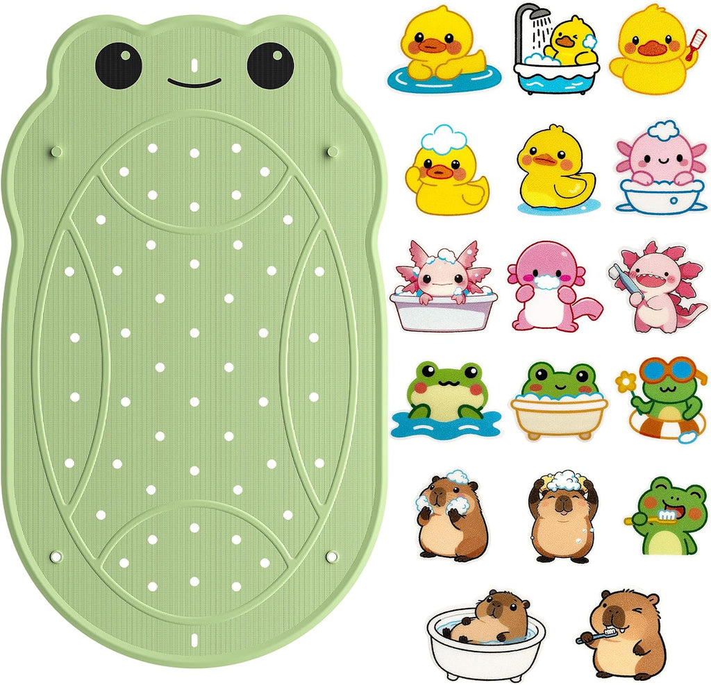 Kids Bathtub Mat Non Slip with 17PCS Bathtub Stickers for Toddlers
