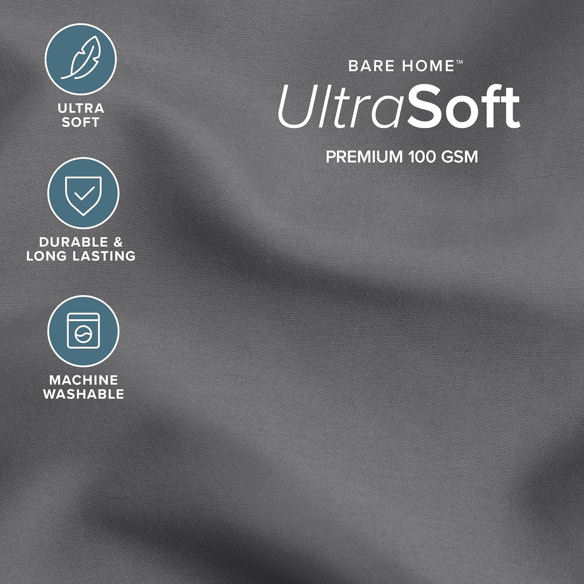Bare Home Comforter Set - 1800 Ultra Soft (King, Grey)