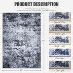 5x7 Area Rug Living Room Rug: Washable Modern Abstract Soft Thin Rug Indoor - Image 2