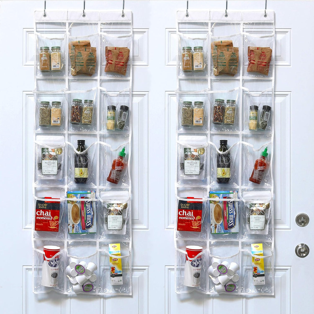 Simple Houseware 15 Pockets Clear Over the Door Pantry Organizer, 2 Pack