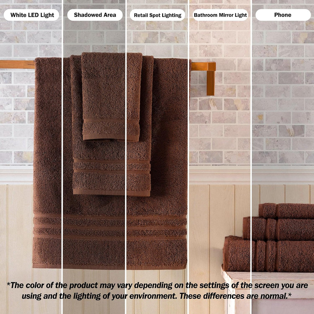 Hawmam Linen Towel Set, Turkish Cotton, 6 Pack, Brown