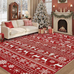 Christmas Rug 6x9 Washable Rugs, Boho Christmas Tree Snowflake Rug Non-Slip by VECARF