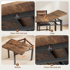MapleGrace Extendable Dining Table Set for 4 with Built-in Shelf Rack Brown