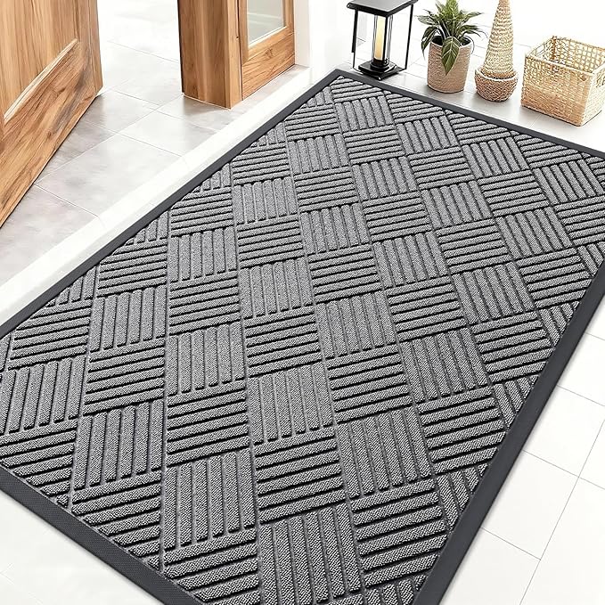 OLANLY Front Door Mat Outside Entrance 47x32, Heavy Duty Sturdy Natural Rubber by OLANLY