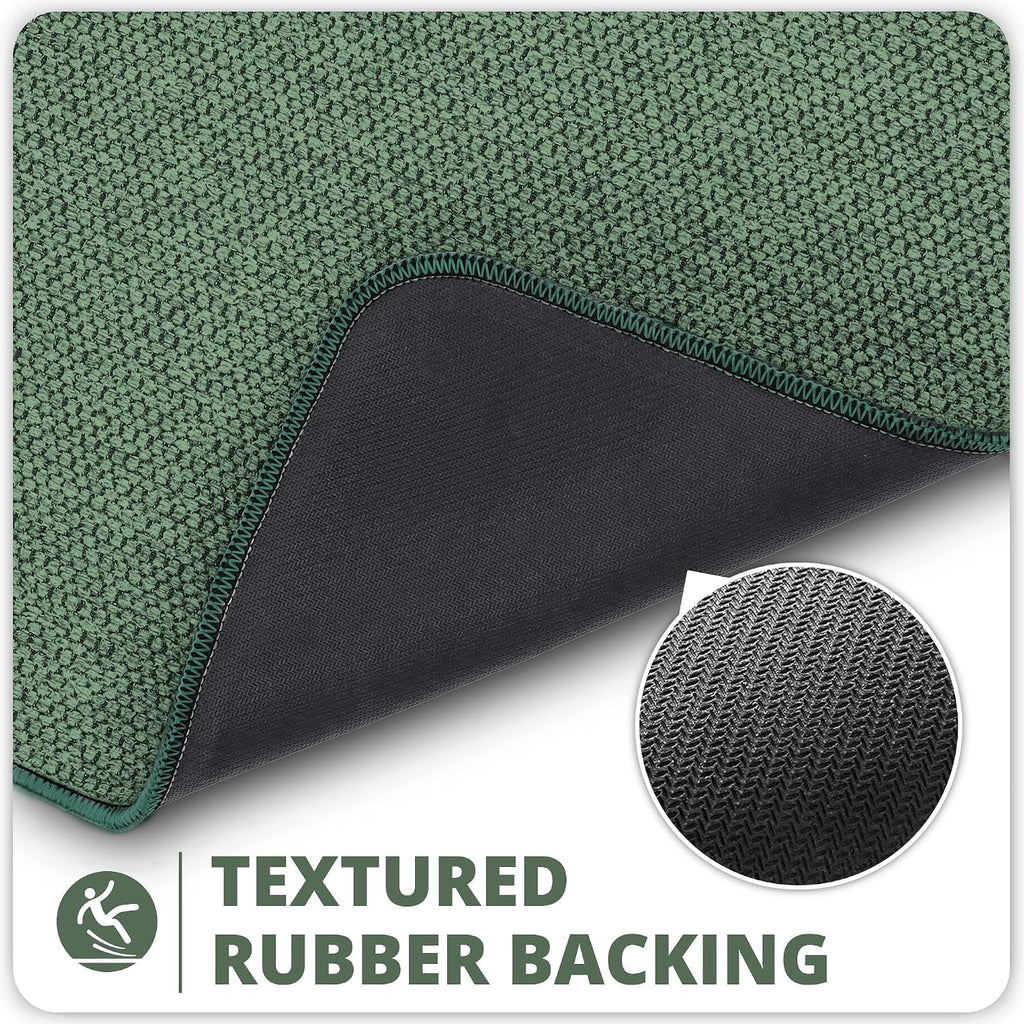 Bath Mat,Ultra Thin Bathroom Rugs,Rubber Bath Mats for Bathroom,No Slip Bath Rugs,Quick Dry,Machine Washable,Low Pile,Absorbent,Shower Outside,Sink,Home Decor Accessories.Green,1'5"x2'3"(17x27inch)