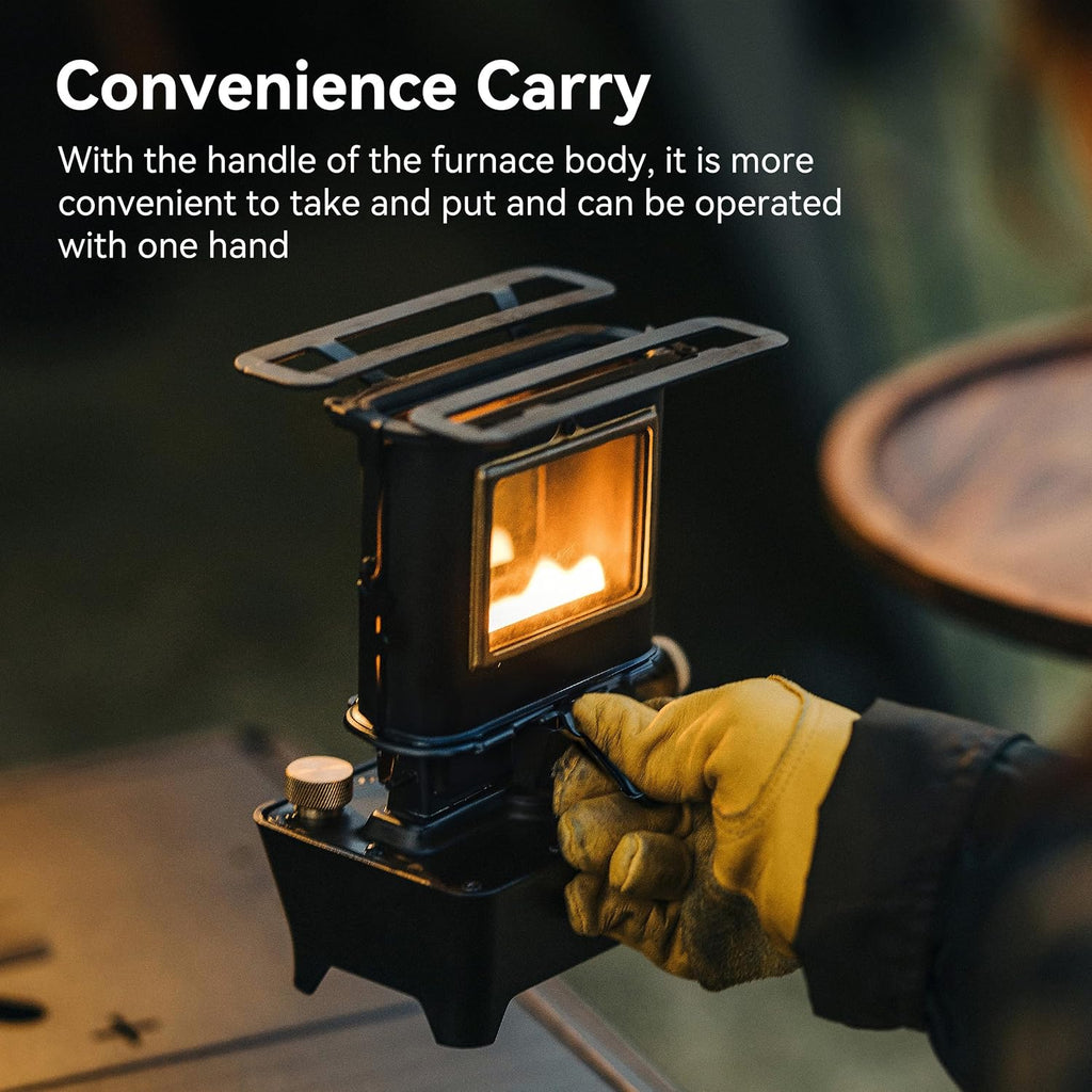 Thous Winds Camping Oil Lantern, Fuel Lamp for Outdoor Lighting Portable Stove for Cooking Warming, Black