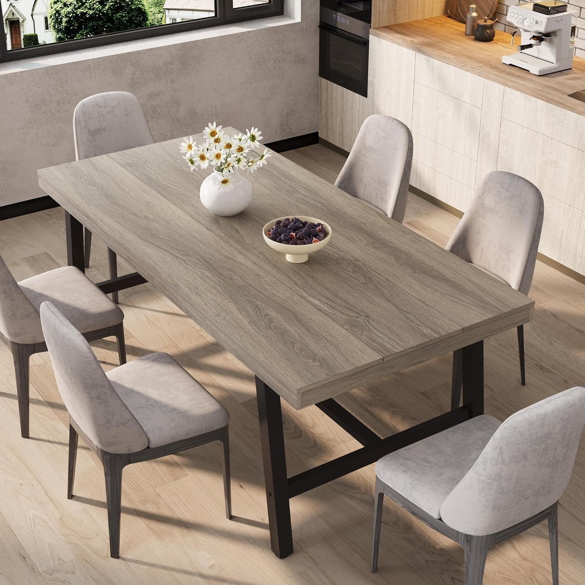 71''Industrial Dining Table for 6-8 People,Large Kitchen Table