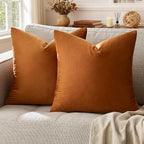 GIGIZAZA Velvet Throw Pillow Covers 24x24 Dark Burnt Orange Pillows Couch - Image 5