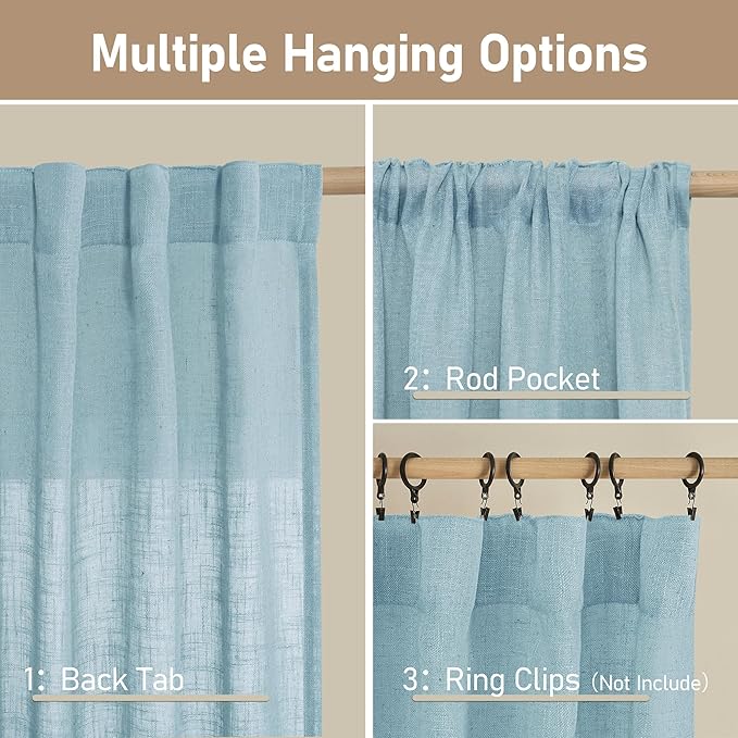 LAMIT 102 Inches Long Linen Curtains - Image 3
