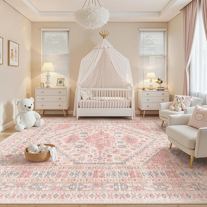 zesthome 9x12 Area Rugs for Girls Bedroom, Low Pile Machine Washable Rugs - Image 8