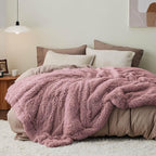 Bedsure GentleSoft Fluffy Dusty Pink Blankets Queen Size by BEDSURE