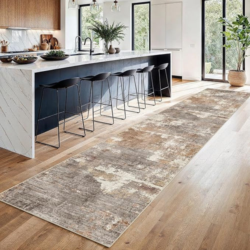 2'6''x14' Washable Kitchen Runner Rug: Modern Abstract Runners - Image 2