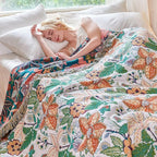 MSGKV Boho Throw Blanket for Bed Twin Size 100% Cotton Floral Blanket 60"x80" - Image 7