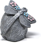 Solar Dragonfly LED Garden Statue, Lighted Dragonfly Rock Figurine