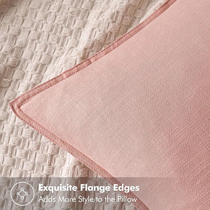 MIULEE Decorative Linen Pillow Covers 20x20 Inch Pink ​Boho Farmhouse​ ​Neutral - Image 2