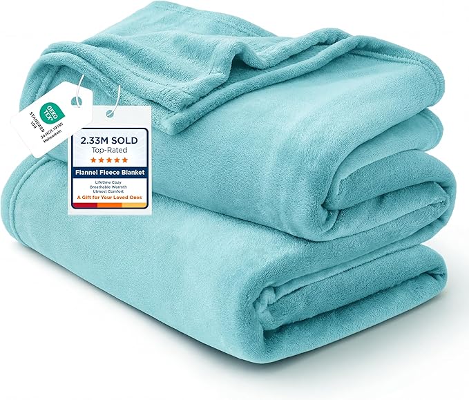 Bedsure GentleSoft Fleece Blankets Twin Size River Blue by BEDSURE