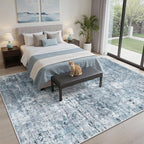 Area Rug 6x9 Abstract Rugs for Living Room 6 x 9 Washable Rugs Blue Non Slip - Image 3
