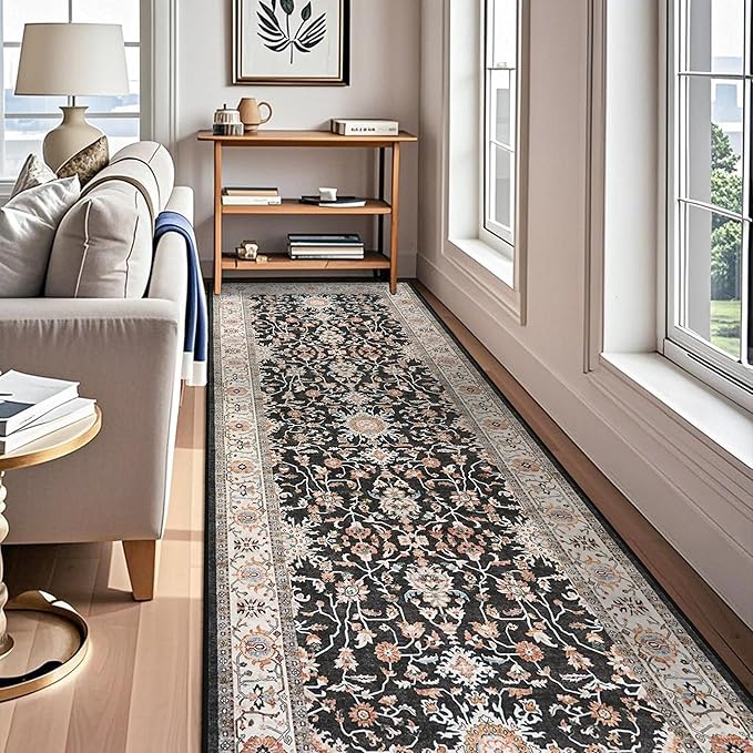 4x12 ft Wide Hallway Rug: Non-Slip Washable Vintage Long Carpet Runner - Image 2