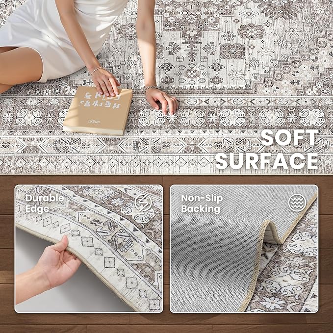 zesthome 2x6 Runner Rug for Hallways, Machine Washable Rug, Non Slip Vintage - Image 5