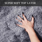 KNZE 9X12 Feet High Pile Tie-Dye Rug, Dark Grey, Area Rug - Image 6