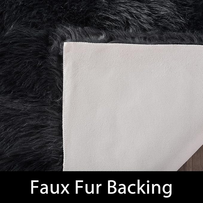 Latepis Dark Grey Runner Rugs 2x6 Faux Sheepskin Fur Rug Bedside Super Soft - Image 3