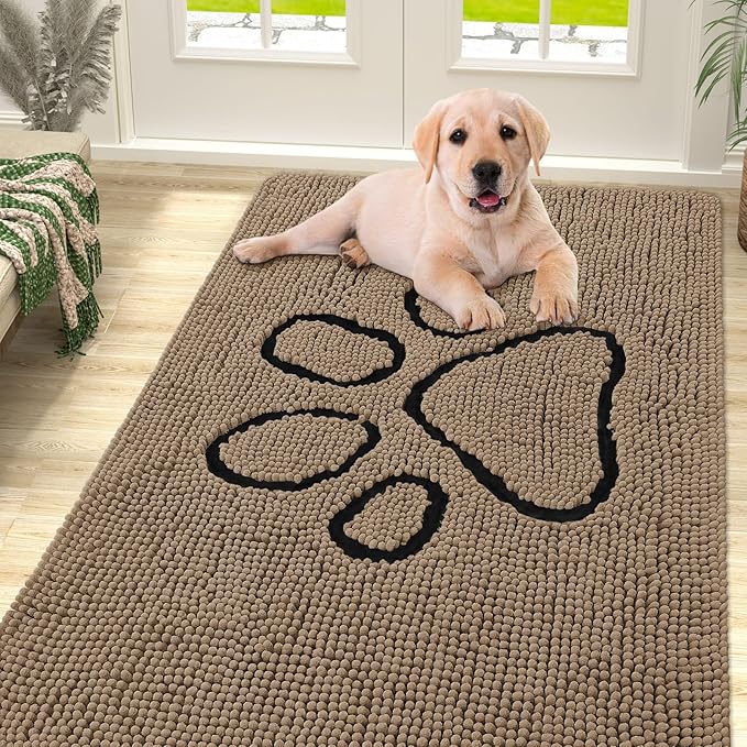 Smiry Dog Door Mat for Muddy Paws, Absorbent Dirt Trapper Non Slip Quick Dry by Smiry