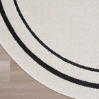 Nourison Home Nourison Essentials Ivory/Black 4' x Round Area Rug - Easy Clean, Non Shedding, Bed Room, Living Room, Dining Room, Kitchen (4' x Round)